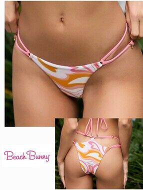 NWOT Beach Bunny Pink Aurora Skimpy Strappy Butterfly Bikini Bottom Size M